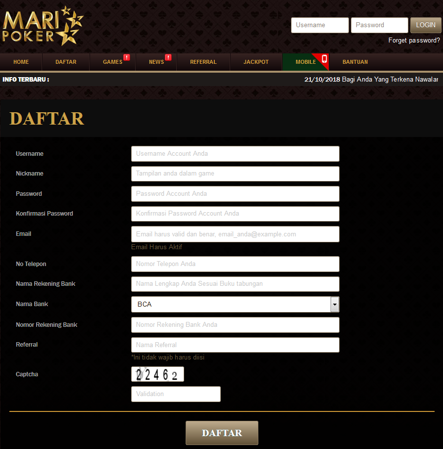 Cara Mendaftar di Website Maripoker